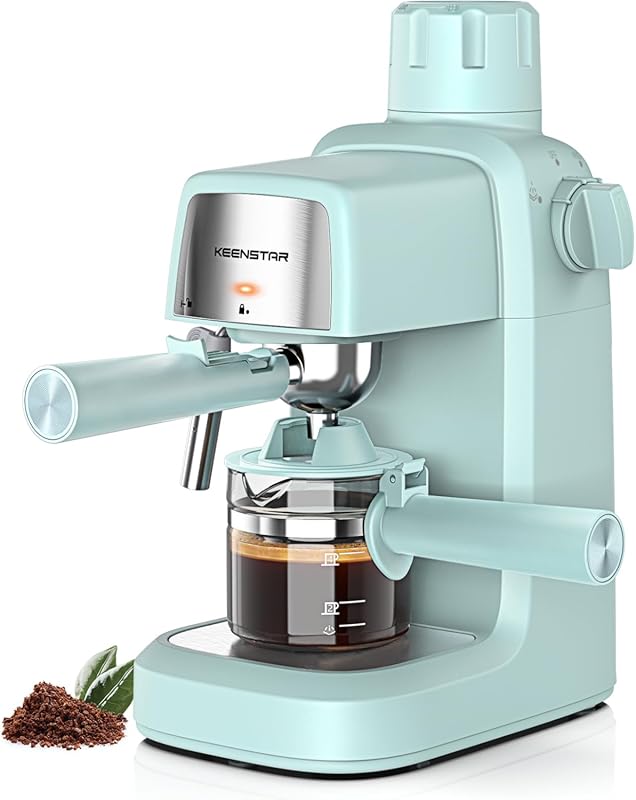 KEENSTAR 3.5 Bar Espresso Machine, Compact 800W, Milk Frother, 4 Cup M