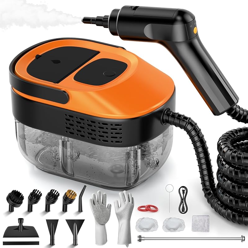 Portable Handheld Steam Cleaner with 16 Accessories, Fast 15s Heat-Up 