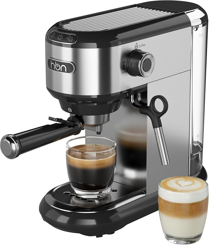 HBN Compact 20 Bar Espresso Machine with Milk Frother, Steam Wand & 34