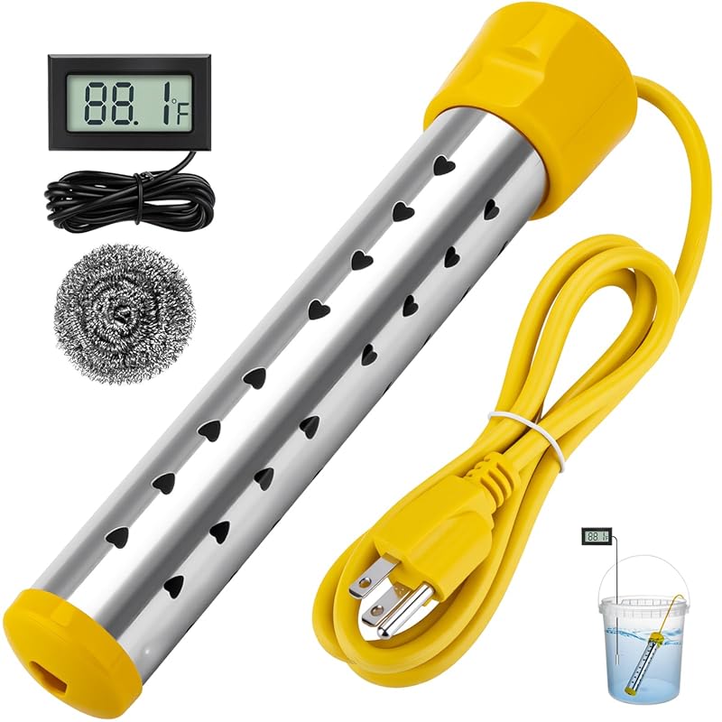 Portable 1500W Electric Immersion Water Heater with Digital LCD Thermo
