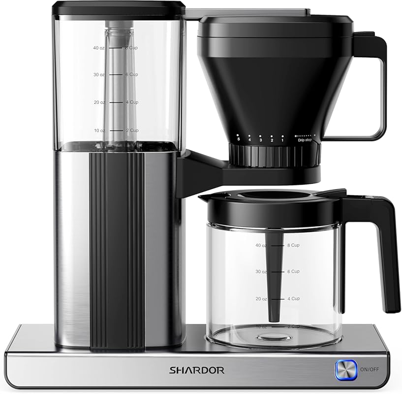 SHARDOR 8-Cup Drip Coffee Maker with Reusable Filter and Durable Glass