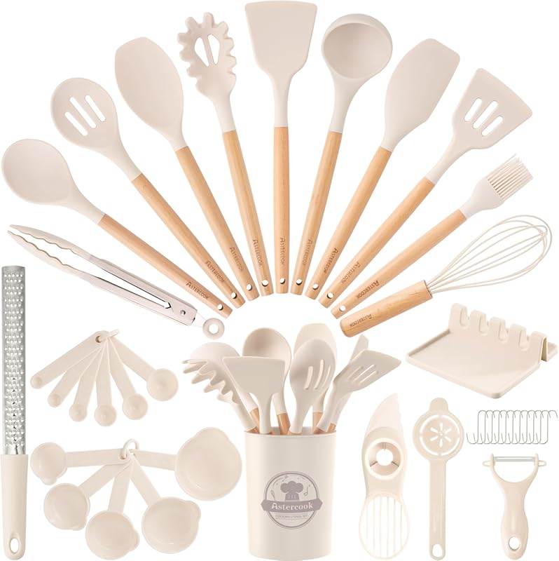 Astercook 39-Piece 446°F Heat Resistant Silicone Cooking Utensils Set,