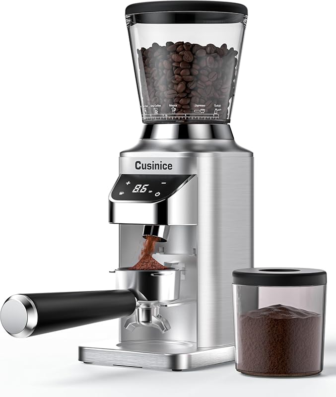 Electric Conical Burr Coffee Grinder with 40mm Stainless Steel, 34 Gri