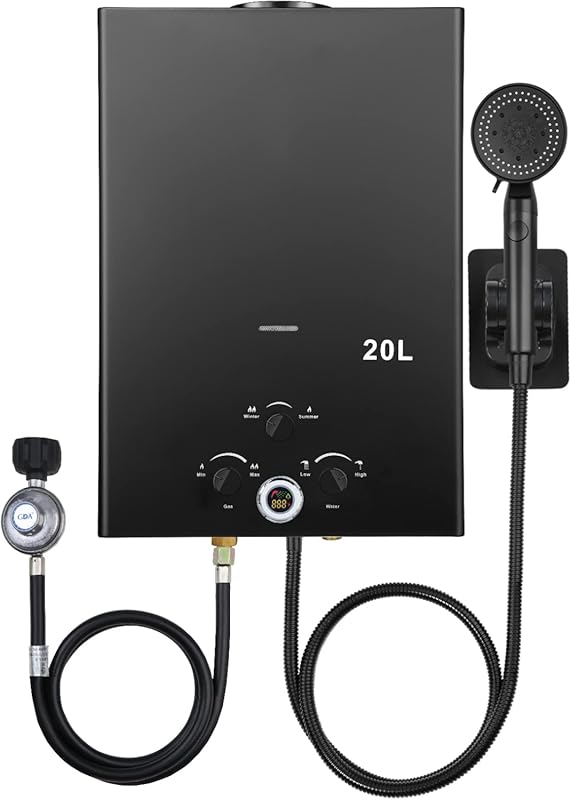 Portable Outdoor Propane Tankless Water Heater, 5.26 GPM 20L, Instant 