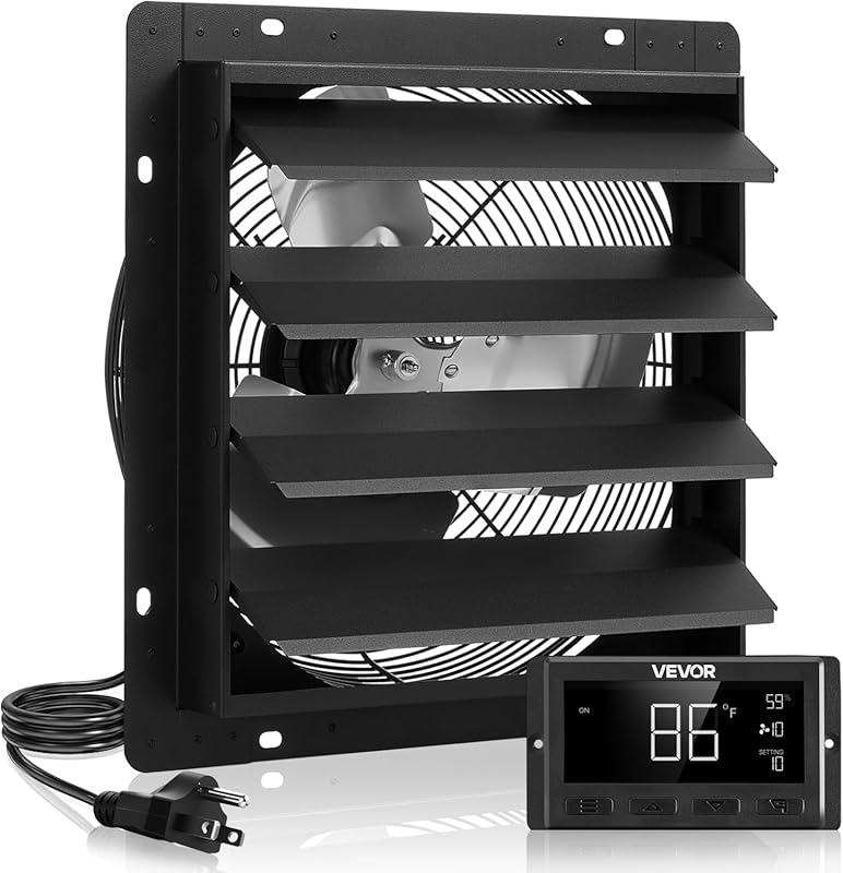 VEVOR 14 Inch Wall Mounted Exhaust Fan, Variable Speed, Temp/Humidity
