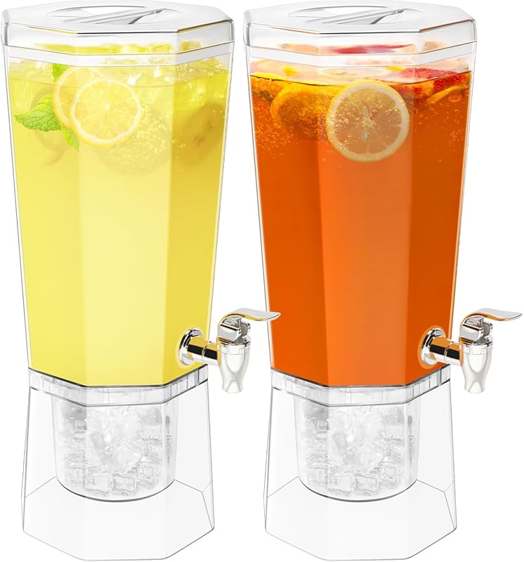 Lifewit 1 Gallon (4L) Drink Dispenser for Parties, 2 Pcs Clear Plastic