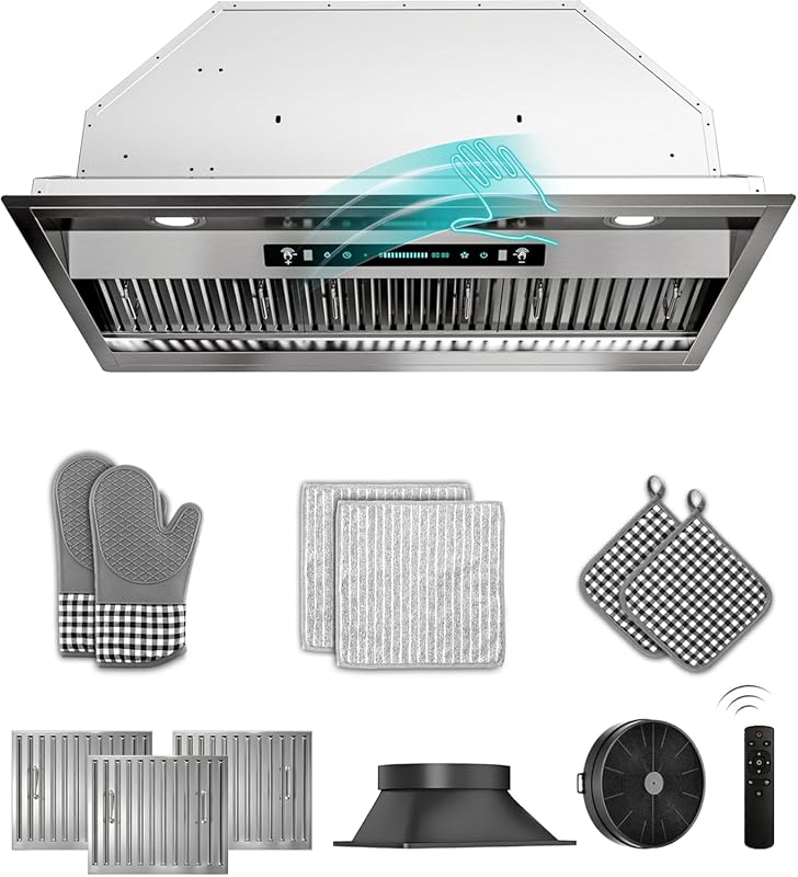 36-inch Stainless Steel Insert Range Hood 900 CFM, Ducted/Ductless, Ul