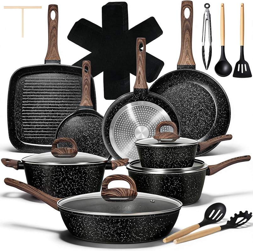 EWFEN 25-Piece Nonstick Ceramic Cookware Set
