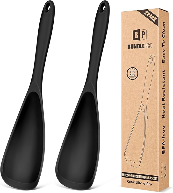Black 2-Pack Multifunction Spatula Spoons: BPA-Free, One-Piece Design