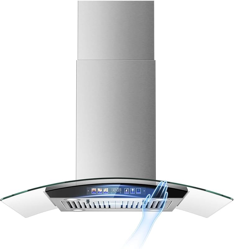 36" Island Range Hood, 700 CFM Ceiling Mount, Gesture & Color Touch Co