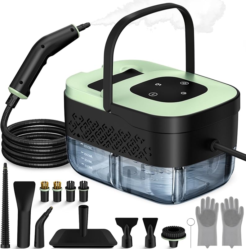 Portable Handheld Steam Cleaner with 16 Accessories & Fast 15s Heat-Up