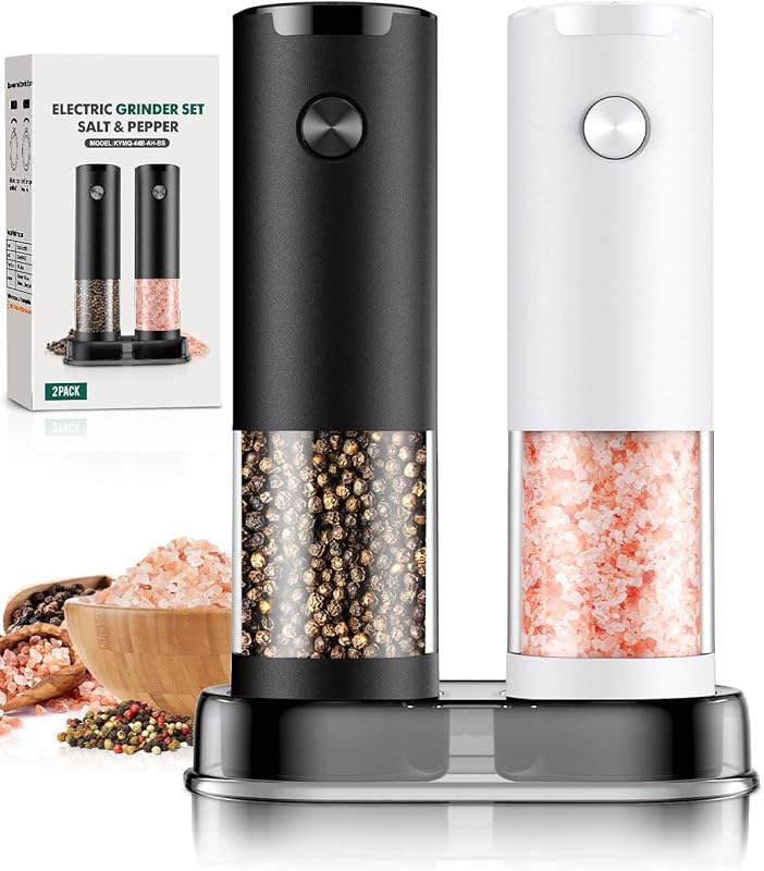 Electric Salt and Pepper Grinder Set, Automatic Battery Operated Mills