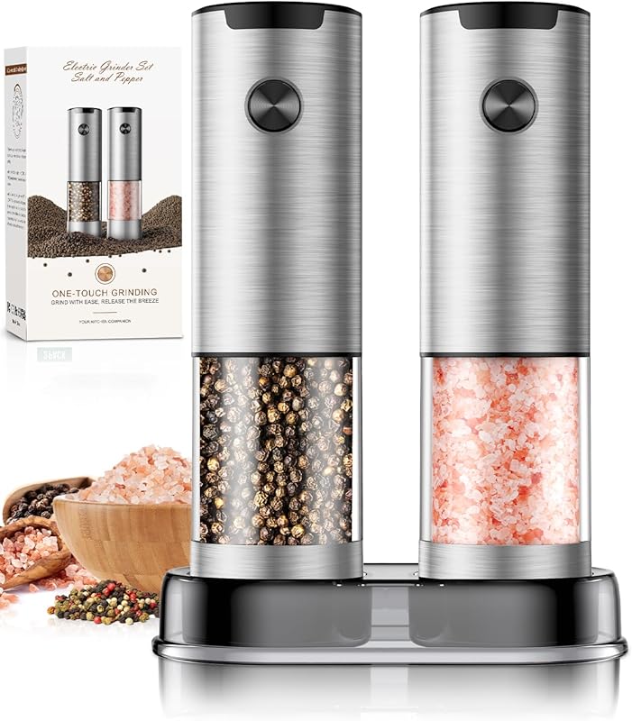 Automatic Battery Salt and Pepper Grinder Set: Adjustable Coarseness M