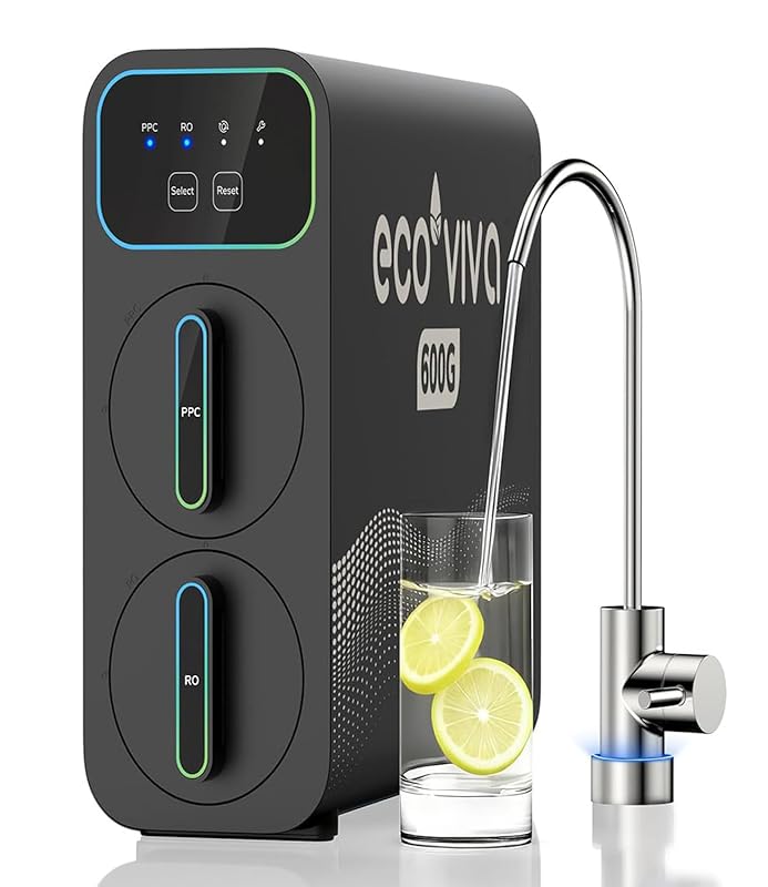 Ecoviva E6 600GPD Compact 9-Stage Tankless RO Under Sink Water Filter 