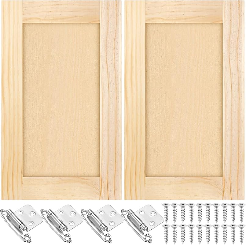 2-Pack 11x18 Unfinished Pine Shaker Cabinet Door Replacement with Hing