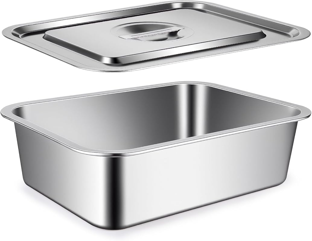 Large 9x13 Stainless Steel Lasagna Baking Pan with Lid, 4-Inch Extra D