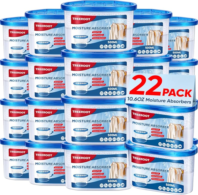 22-Pack Fragrance-Free Moisture Absorber Buckets, 10.6oz Dehumidifier 