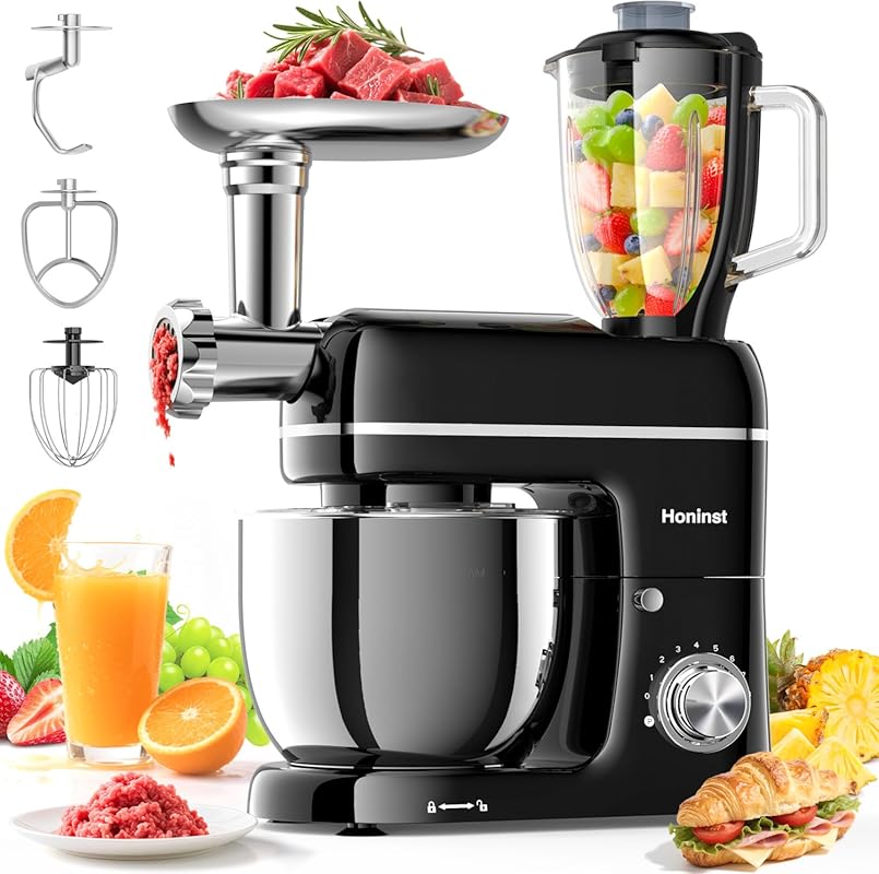 7-in-1 Multifunctional Stand Mixer, 6.5QT 660W Electric Kitchen Applia