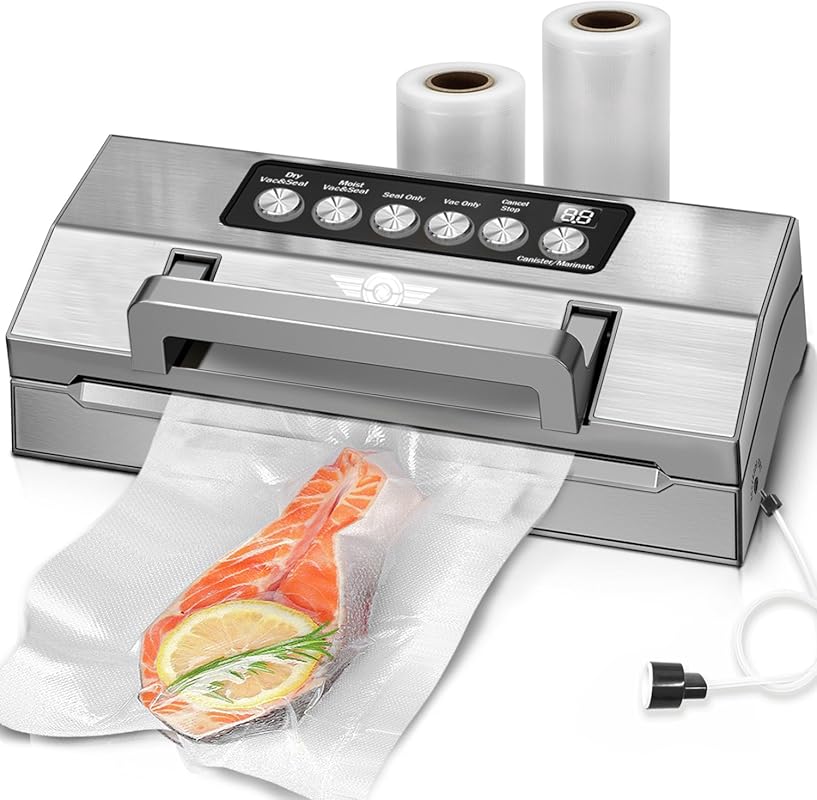 POWOT Commercial Food Vacuum Sealer Pro: Automatic System, Double Heat