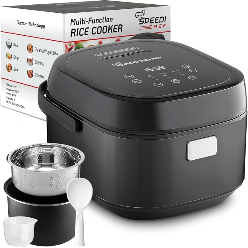 Smart 10-Cup Rice Cooker with Steamer, Easy-Clean Nonstick Pot, Delay 