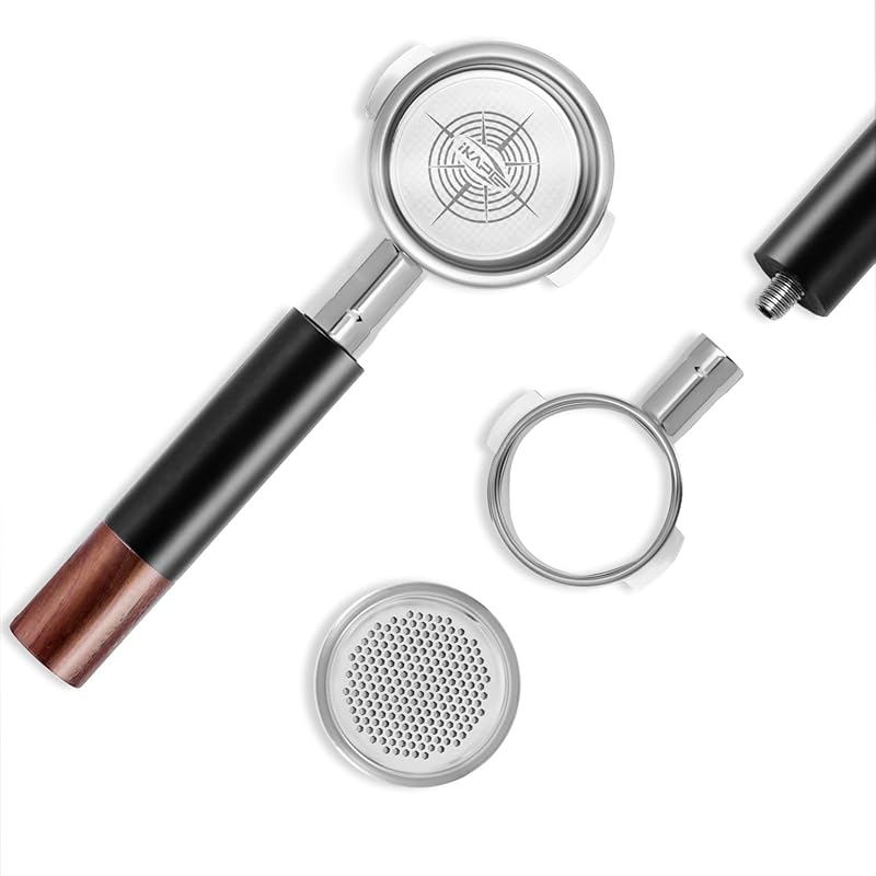 IKAPE 58mm Black Bottomless Portafilter for E61, Rocket, Flair 58; wit