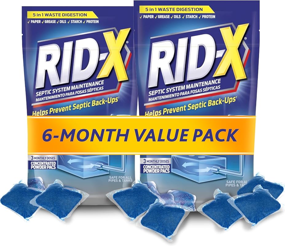 Rid-X Septic System Treatment: 3-Monthly Supply Dual Action Septi-Pacs
