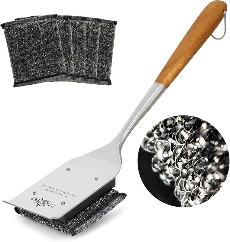 Bristle-Free Grill Brush with 5 Replacement Heads, Ultra-Safe for Cast
