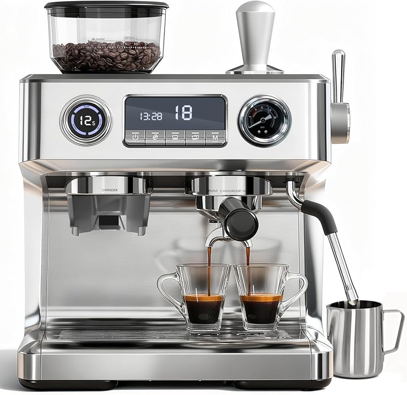 Espresso Machine, 20 Bar, Programmable, 30 Grinder Settings, Milk Frot