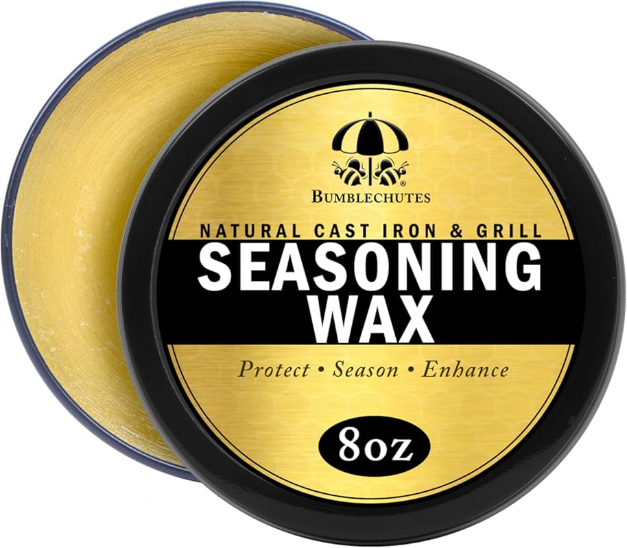 Bumblechutes Natural Cast Iron Seasoning Wax – 8oz Skillet & Grill Con