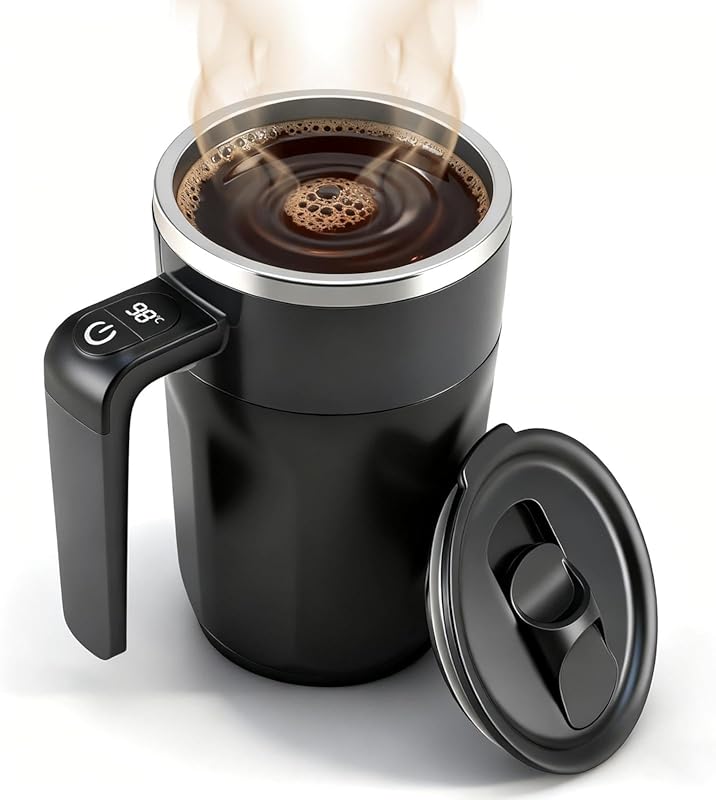 Rechargeable Automatic Self Stirring Coffee Mug with Lid & Temperature