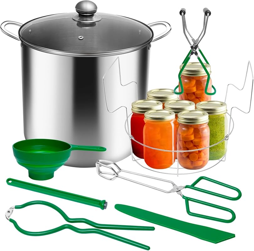 Stainless Steel 21.5 QT Water Bath Canner Pot with Rack, Lid, and Comp