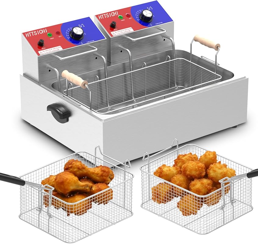 Commercial 22L Electric Countertop Deep Fryer, Stainless Steel with Ad