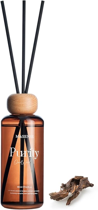 M&SENSE Oud Wood Reed Diffuser 6.3 oz - Long-Lasting, Non-Toxic Natura