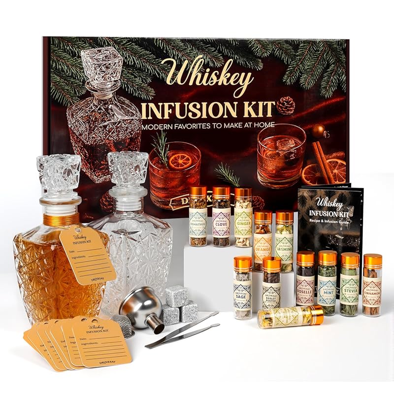 DIY Whiskey Infusion & Making Kit, 12 Natural Botanicals for Bourbon,