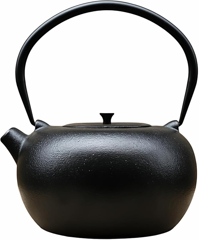 67.6oz Black Cast Iron Tetsubin Teapot, Stovetop Safe Kettle with Stai