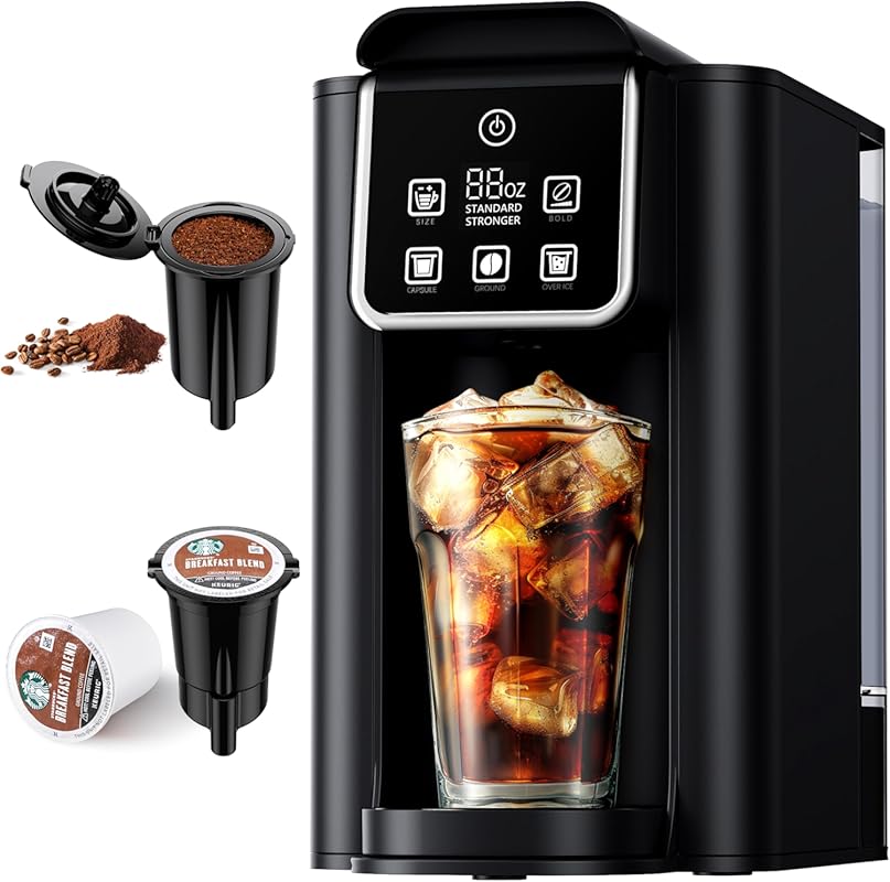 SHARDOR Single Serve Coffee Maker: Hot & Iced K-Cup & Grounds, 50oz Ta