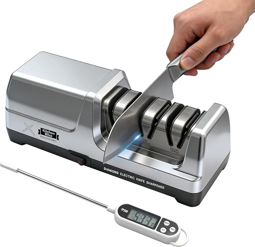 Electric Knife Sharpener: Fast 3-Stage System for Restoring & Polishin