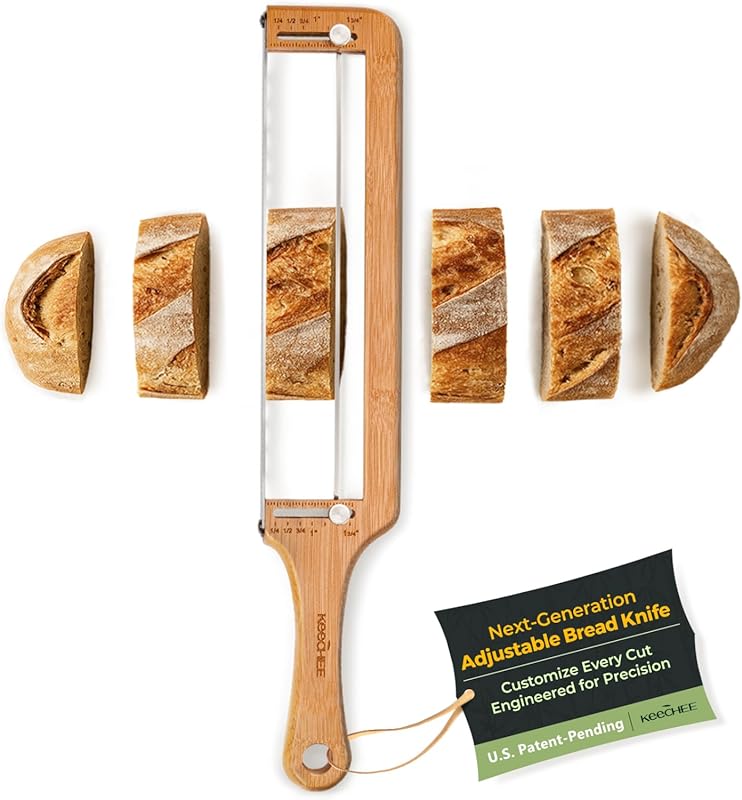Bread Pilot Adjustable Bread Slicer Knife, Upgraded Serrated Stainless