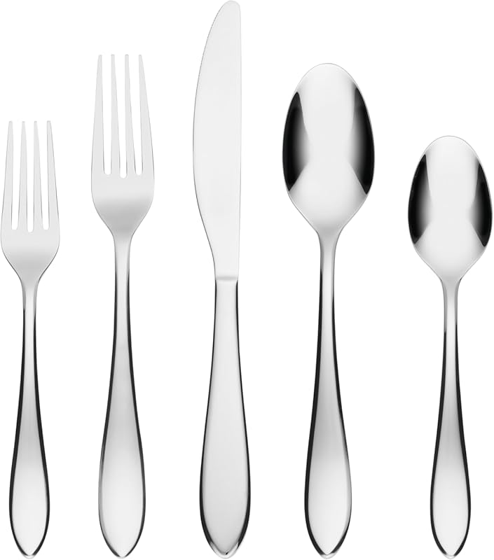 Cambridge Delia Mirror 72-Piece Silverware Set for 14, 18/0 Stainless 