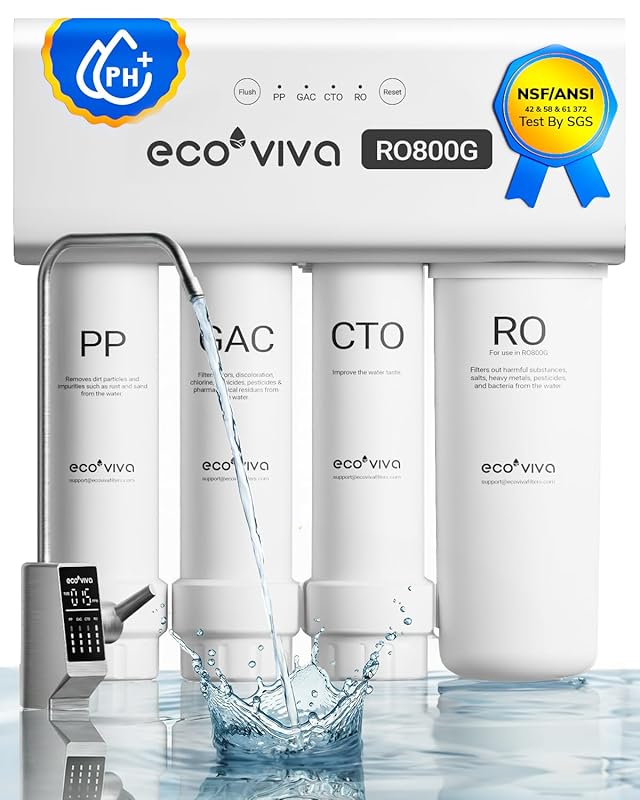 Ecoviva RO800G Tankless 9-Stage Commercial RO Water System, 800GPD, NS