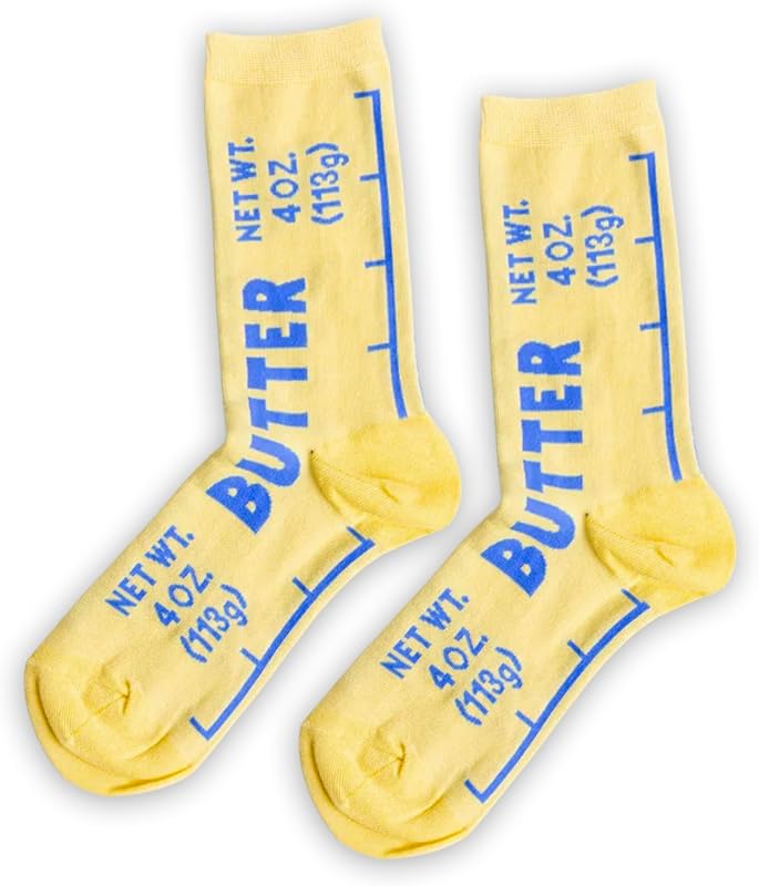 VELENTI Funny Butter Novelty Crew Socks for Women & Men, Soft Cotton B