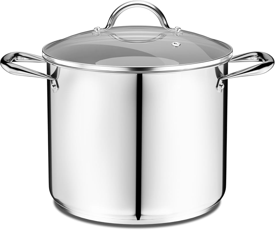 Durable 18/0 Stainless Steel 20 Quart Stockpot with Tempered Glass Lid