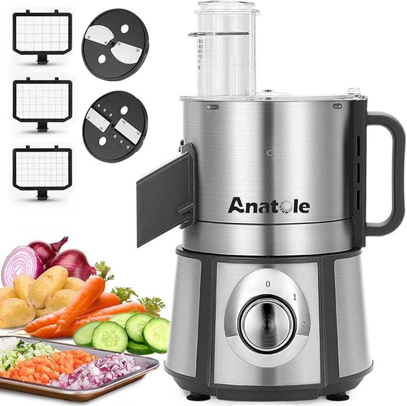 Anatole 5-in-1 Electric Commercial Food Processor, 16-Cup Stainless St