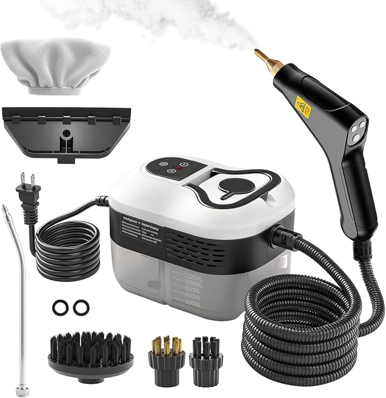 Pressurized Handheld Portable Steam Cleaner with 1.2L Tank & Fast 15s 