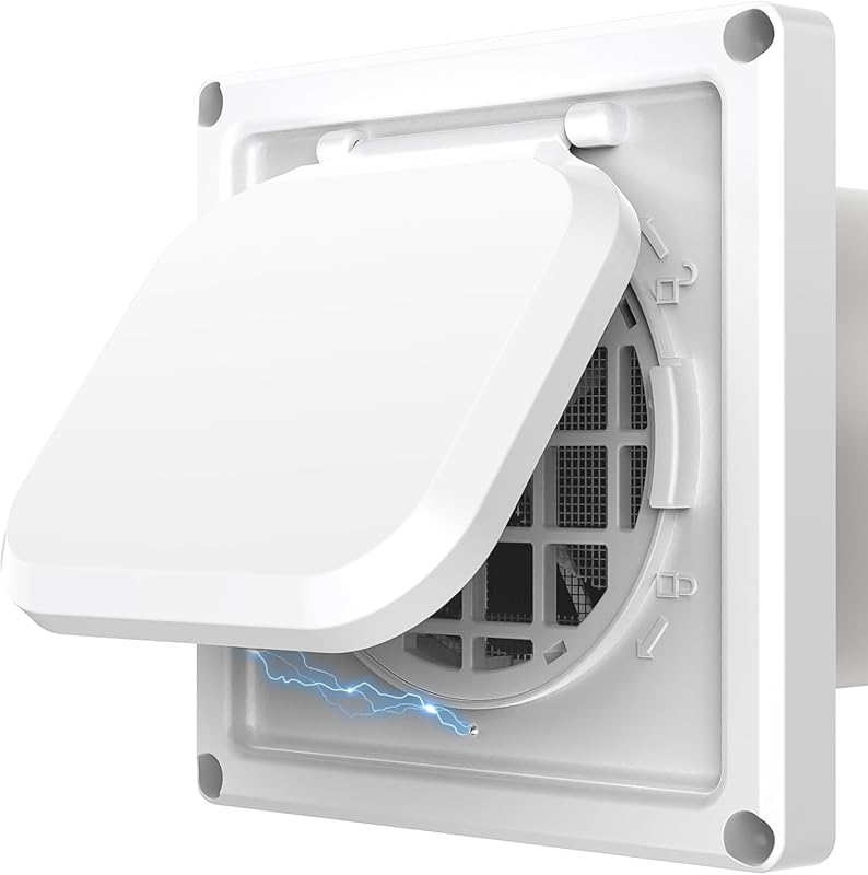 Magnetic Door 4 Inch Outdoor Dryer Vent Cover with Lint Trap Screen, D