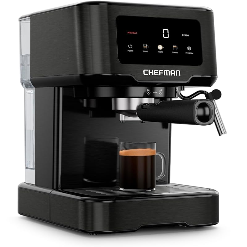 Chefman CraftBrew Compact Espresso Machine, 15-Bar Digital Pump with S