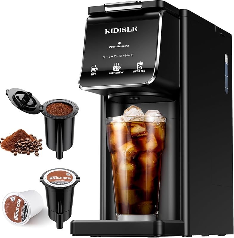Hot & Iced Single Serve Coffee Maker for K-Cups & Grounds, 6-16oz, 40o