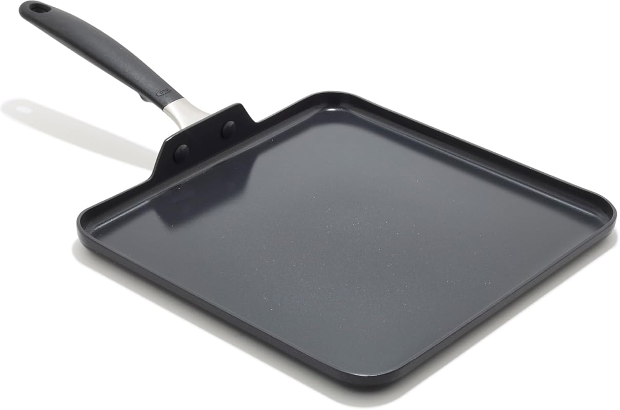 OXO 11” Non-Stick Square Griddle, PFAS-Free Ceramic Skillet with Comfo
