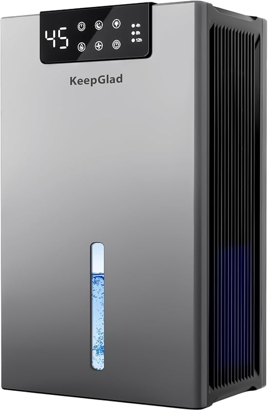 Gray 98 OZ Home Dehumidifier (1000 sq ft), Humidity Display, Auto Shut