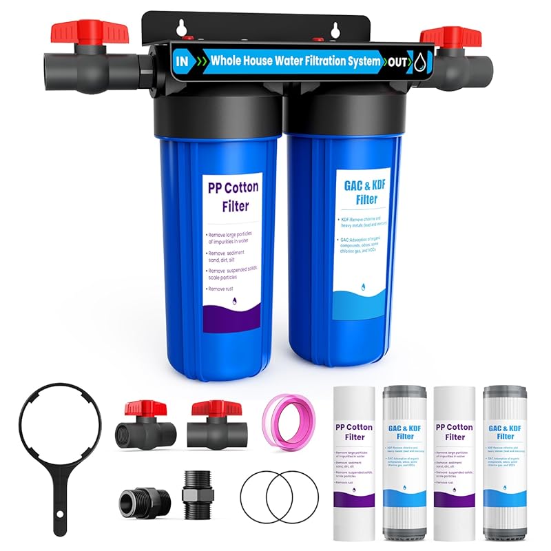 2-Stage Whole House Water Filter System with GAC, KDF
